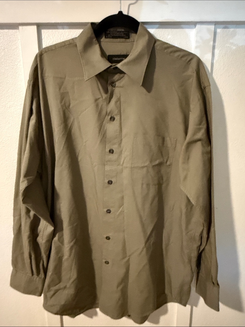 Claiborne Classic Men's Olive Green Button-Up Long Sleeve Shirt